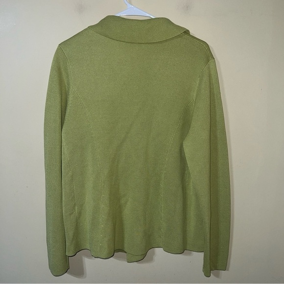 Eileen Fisher Silk-Blend Interlock Short Jacket Verbena Size Large Lime Green - Picture 5 of 5